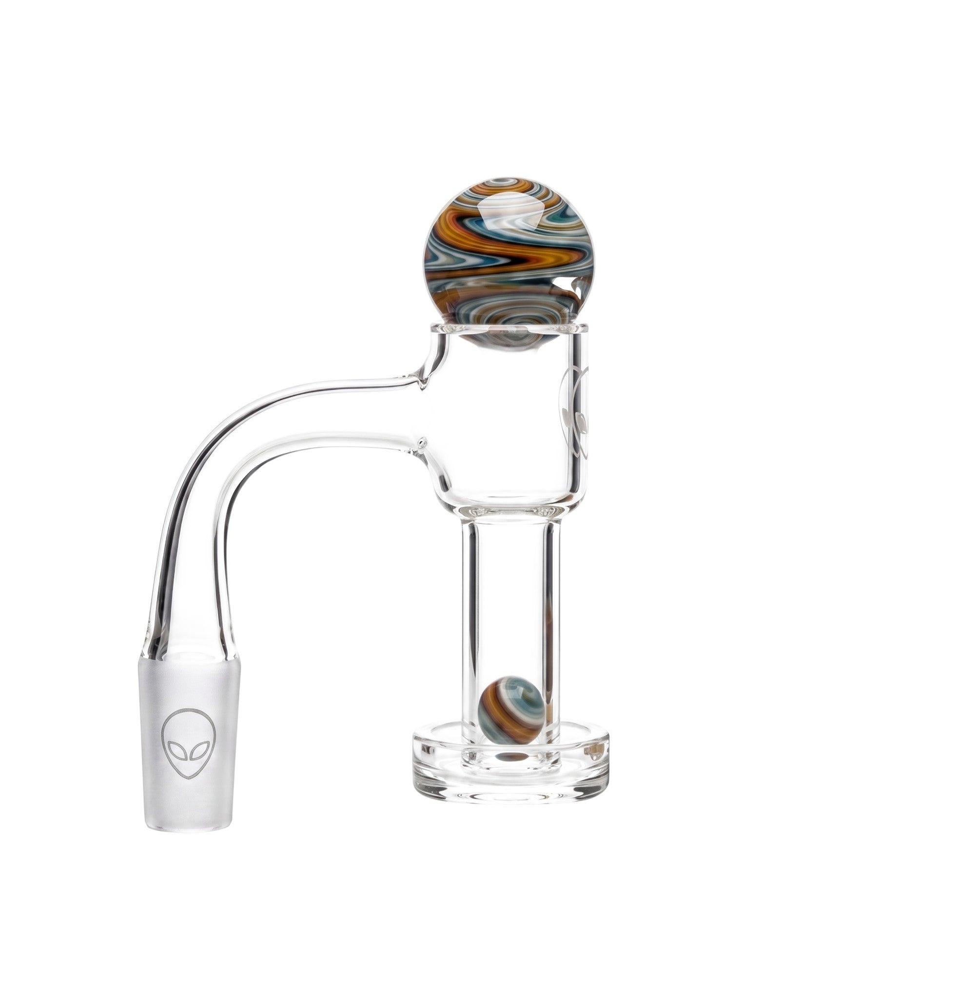 King Pluto PLQB4 Quorin full welded terp slurper set with swirl glass marble and frosted alien logo joint