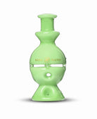 King Pluto 6-inch light green glass Fabb-Egg handpipe with gold logo branding and unique waterpipe-style design.