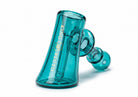5-inch King Pluto hammer bubbler pipe made of teal glass with gold logo branding on a white background.