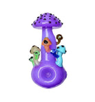 King Pluto 4-inch glass handpipe featuring a purple mushroom design with colorful decorative mini mushrooms.