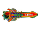 King Pluto PLBUB1 STING glass bubbler pipe with a vibrant multi-colored scorpion design and glitter finish.