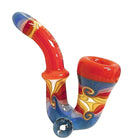 King Pluto 5-inch glass sherlock pipe featuring a vibrant swirled reversal wigwag design and an embedded opal accent.